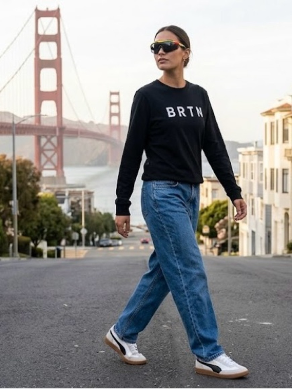 Black Long Sleeve Tee with Logo Sz L
